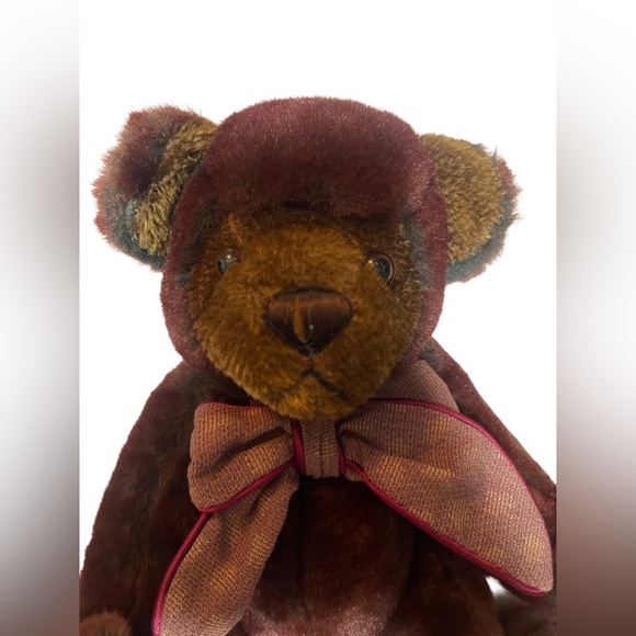 Color RICH Plush Collector Teddy Bear with Bow and Brown eyes SO Cute! - Picture 11 of 12